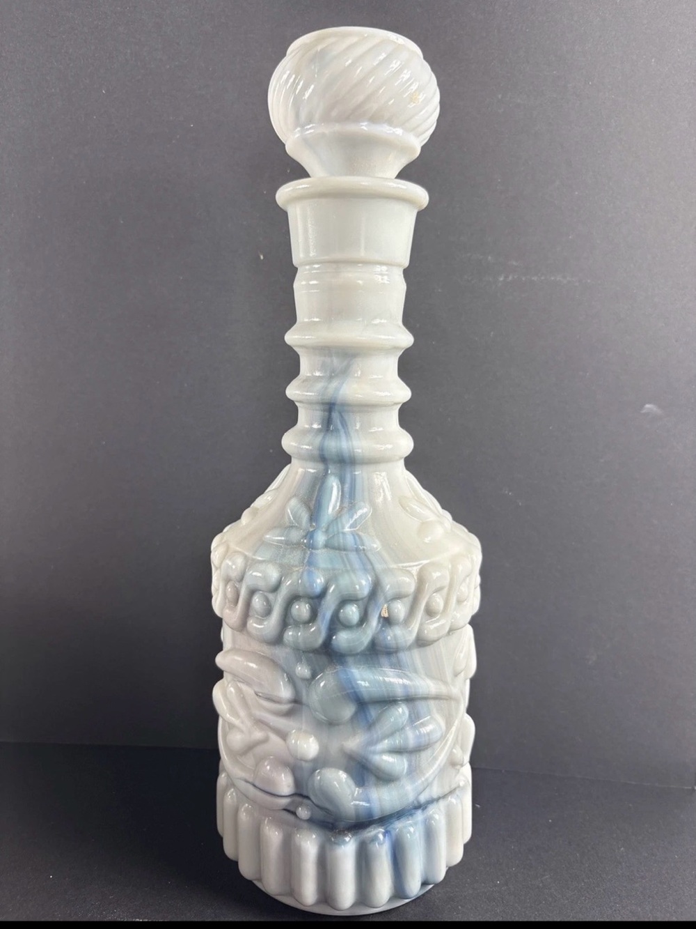 Jim Beam Blue Ornate Vintage Liquor Glass Bottle